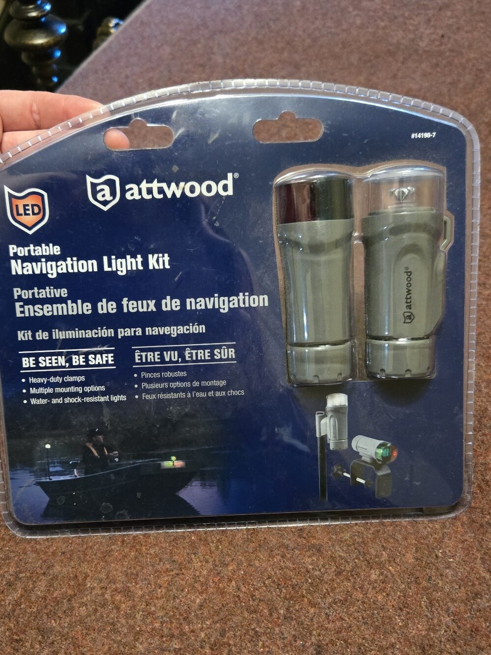 Attwood Portable Navigation Light Kit Model 14190-7 Clamp On LED Lights For Boat